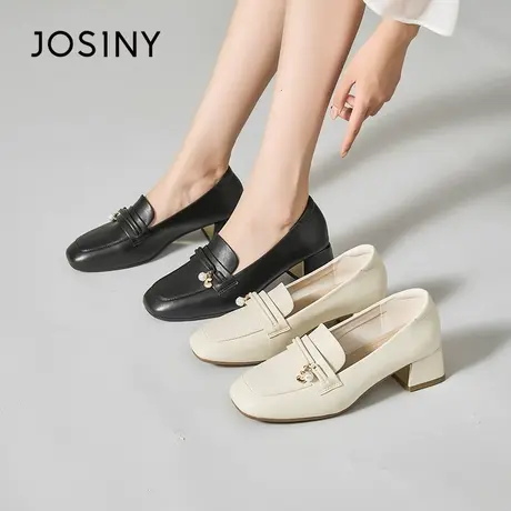 Josiny/卓诗尼法式玛丽珍鞋2023秋季新款百搭休闲乐福鞋粗跟单鞋商品大图