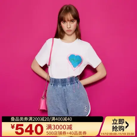 Juicy Couture橘滋2023新款心之彼岸logo刺绣短袖T恤商品大图