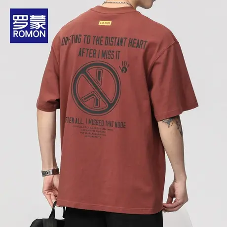 罗蒙短袖t恤男士潮牌大码夏季2023新款衣服男款纯棉男装透气体恤图片