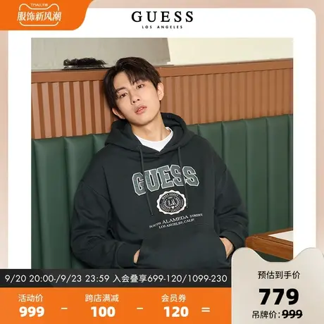 GUESS男士LOGO抽绳连帽套头休闲潮流卫衣-MM3K4493K图片