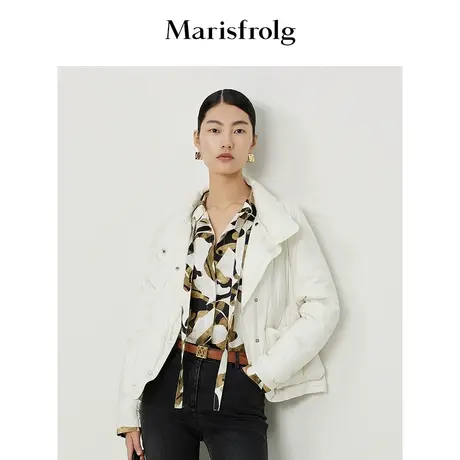 【亲肤保暖】玛丝菲尔冬白色泡芙刺绣白鹅绒无内胆羽绒服商品大图