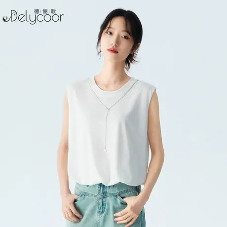 莱赛尔天丝背心女夏2025新款西装内搭打底大码白色无袖项链上衣薄商品大图