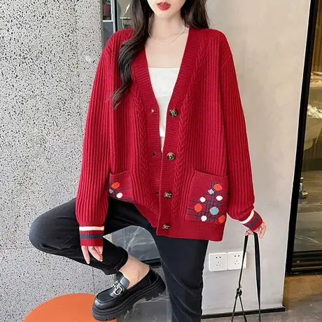 早秋新款女装2023年爆款毛衣女开衫外套韩版宽松洋气针织衫女上衣图片