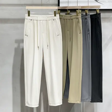裤子男士垂坠高级感春夏直筒宽松阔腿拖地冰丝小西裤痞帅休闲长裤图片