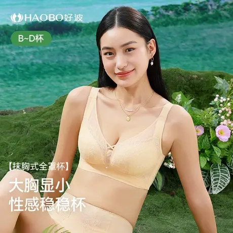 好波大胸显小桑蚕丝内里文胸无钢圈透气显胸小全罩杯胸罩HW2508商品大图