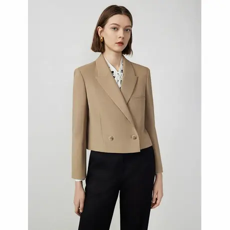 朗姿2024年春季新款职业短款西装外套高级感气质通勤小西服上衣女图片