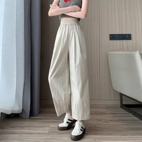 唐狮日系阔腿裤萝卜裤哈伦裤子宽松百搭显瘦九分休闲裤女夏wp图片