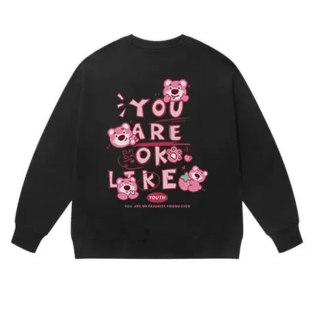 2023新款特别的情侣装草莓熊圆领卫衣秋冬款不一样高级感外套装商品大图