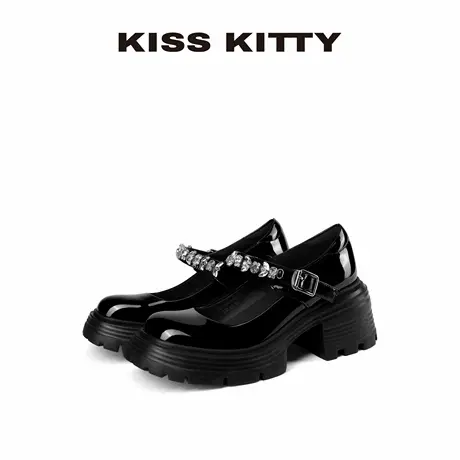 KISSKITTY玛丽珍女鞋25夏季新款黑色厚底增高小皮鞋女jk单鞋子女图片