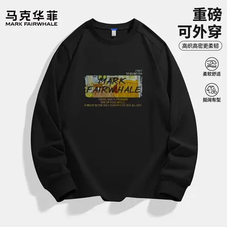 马克华菲重磅长袖男t恤ins潮流宽松上衣秋季男装休闲百搭打底衫X商品大图