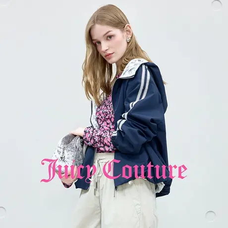 Juicy Couture橘滋外套女2025年秋季新款蕾丝拼接短款连帽上衣图片