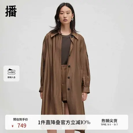 播商场同款质感复古圆扣风衣女24春秋长款气质外套BDR3FD1895图片