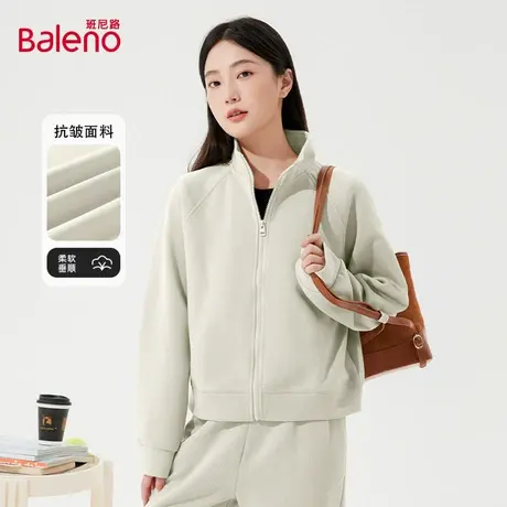 班尼路短款卫衣女款秋季户外运动休闲时尚重磅百搭外套立领上衣Q商品大图