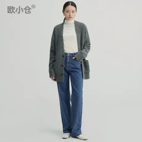 土耳其高腰宽腿阔腿牛仔裤女 梨形身材硬挺翘臀直筒拖地裤商品大图