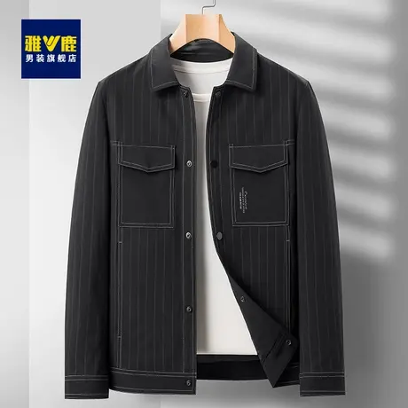 雅鹿夹克男2023年春季新款商务休闲上衣外套简约大气翻领夹克衫男商品大图