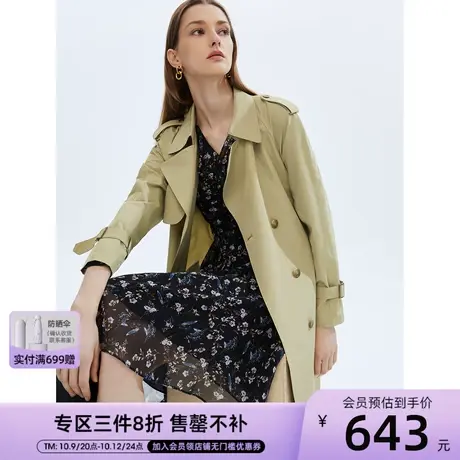 朗姿法式气质修身通勤休闲中长款风衣女款大衣外套高级感秋季新款图片