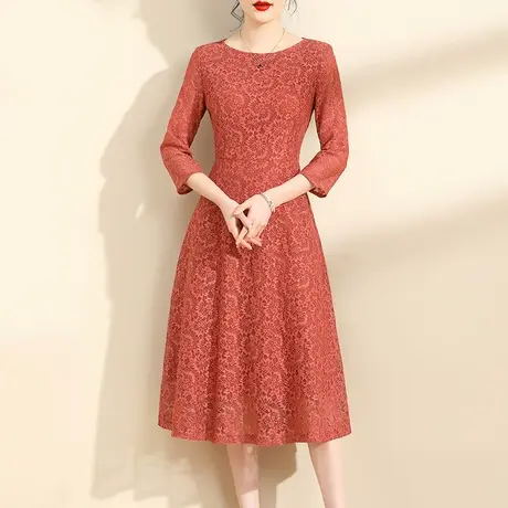 【1件7.9折】新款秋季气质名媛蕾丝连衣裙女中长款百搭显瘦打底裙图片