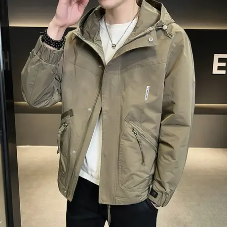 美式机能工装外套男款春秋季潮牌大码宽松冲锋衣男夹克休闲爸爸装商品大图