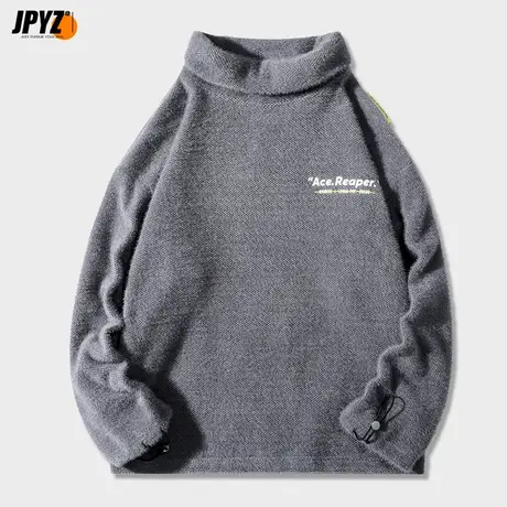 慵懒风情侣高领毛衣男女潮牌秋冬2022新款痞帅oversize长袖针织衫商品大图