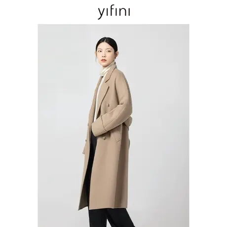 Yifini/易菲高级感简约美拉德双面呢大衣宽松长款冬新款大气外套商品大图
