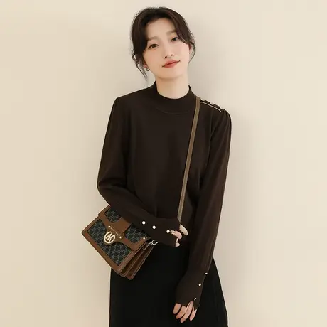 韩潮袭人半高领设计感套头毛衣女2023冬新款显瘦打底衫针织上衣厚图片