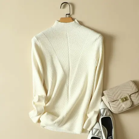 2024春装新款半高领打底衫女毛衣修身套头紧身内搭长袖针织上衣商品大图