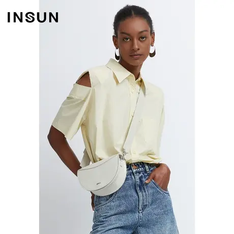 INSUN恩裳夏季肩部开口透气棉质衬衫图片