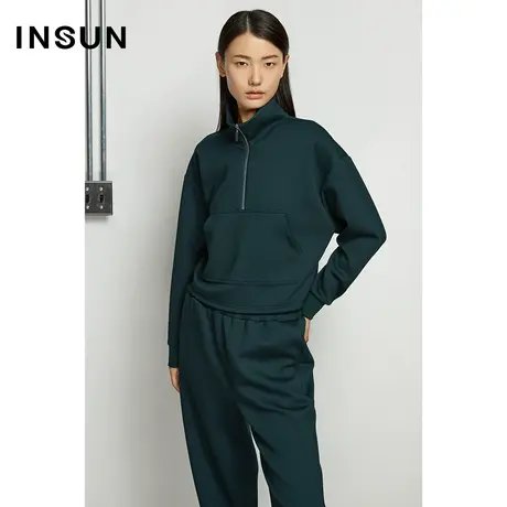 恩裳奥莱春季气质立领高领短款宽松休闲卫衣图片