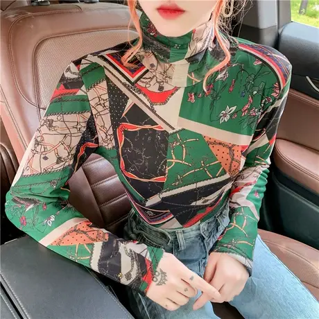 打底衫女内搭春秋百搭秋冬长袖黑色洋气修身2023半高领T恤上衣商品大图