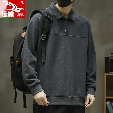 POLO衫翻领卫衣男春秋季新款男士休闲长袖衫潮流百搭潮牌男装上衣商品大图