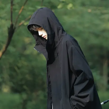 美式潮牌冲锋衣外套男款春秋季2023新款宽松大码三防户外工装夹克商品大图