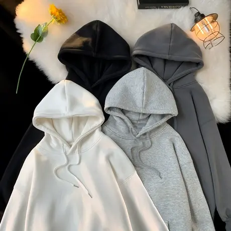 纯色卫衣男潮ins连帽宽松套头上衣服潮流春秋款外套青少年薄款商品大图