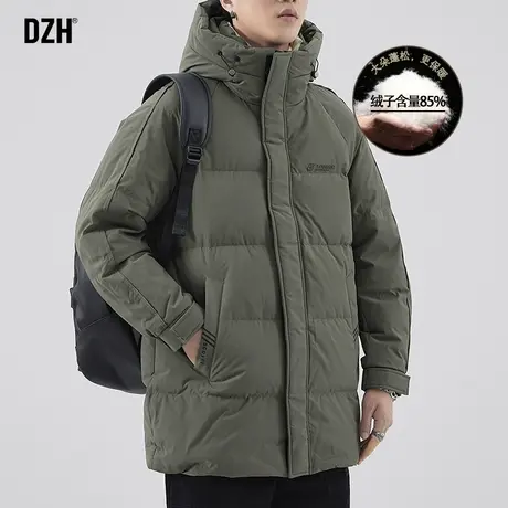 男士中长款鹅绒羽绒服男冬季加厚潮2023新款连帽羽绒外套保暖上衣图片