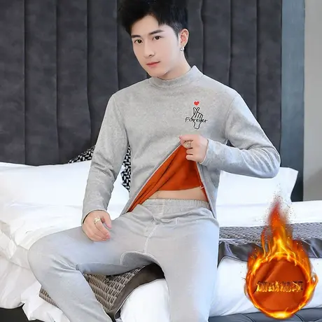 保暖衣套装男青年加绒加厚裤子加上衣一套学生大童保暖内衣冬季潮图片