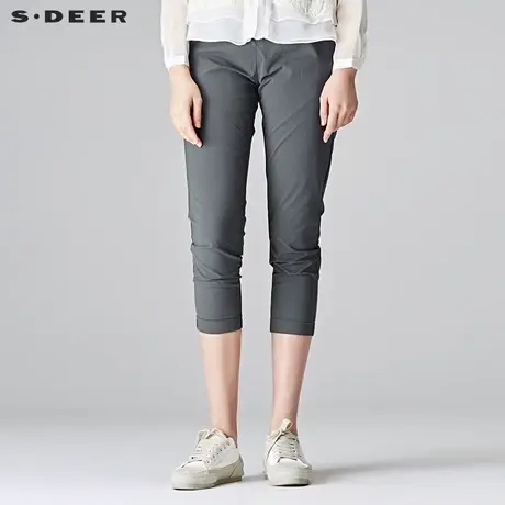 sdeer圣迪奥2018秋装气质对称口袋卷边休闲九分长裤女裤S18180808商品大图