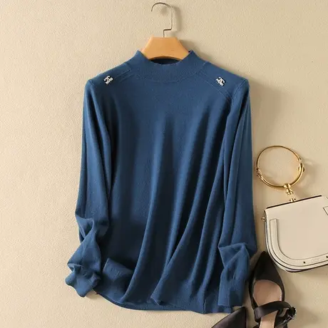 半高领毛衣女春装内搭新款韩版宽松套头加厚百搭长袖针织打底衫女商品大图