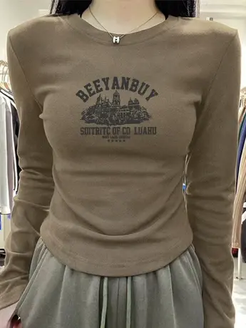 德绒打底衫女秋冬内搭2023新款磨毛修身显瘦短款正肩长袖t恤上衣商品大图