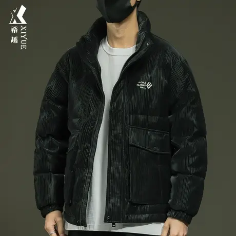 希越高级感pu皮棉衣男冬季保暖厚款外套男士宽松大码立领羽绒棉服商品大图