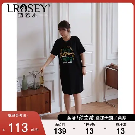 大码女装2024夏季胖MM休闲宽松时尚印花显瘦气质韩版藏肉连衣裙图片