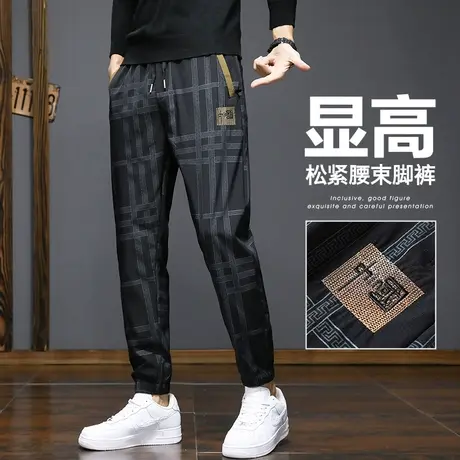 夏季薄款英伦雅痞帅九分休闲裤男士束脚宽松男裤子夏天男装哈伦裤商品大图