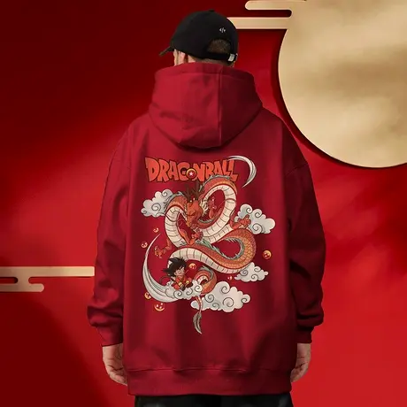 2025新款黑色连帽卫衣春秋款日系卡通加绒大码男女生情侣外套男装图片