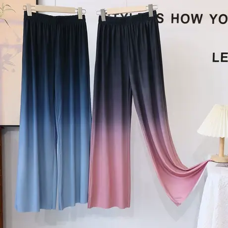 飘逸古风渐变色直筒阔腿裤女夏春装设计感舞蹈裤宽松拖地裤长裤子图片