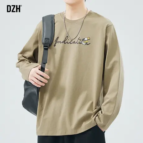 男生纯棉长袖t恤男圆领潮牌春季打底衫百搭上衣2024年新款体恤衫商品大图