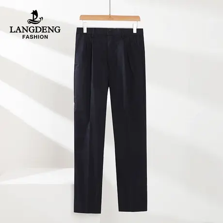 浪登男士薄款透气休闲裤2023夏季双褶宽松中青年百搭微弹长裤子男商品大图