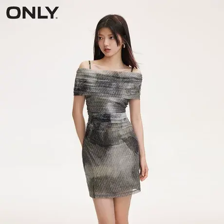 ONLY奥莱春季新款时尚气质显瘦一字领短款吊带连衣裙女图片