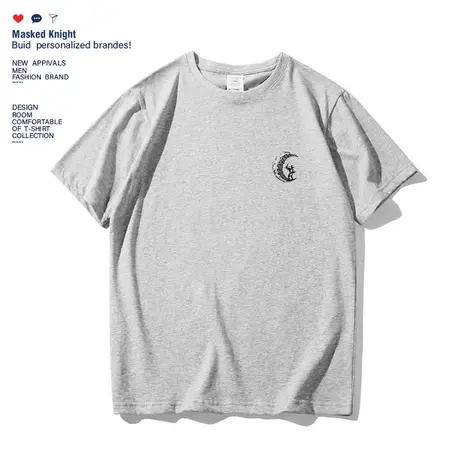 2023夏季趣味简约印花短袖t恤男学生宽松休闲圆领纯棉情侣装半袖商品大图