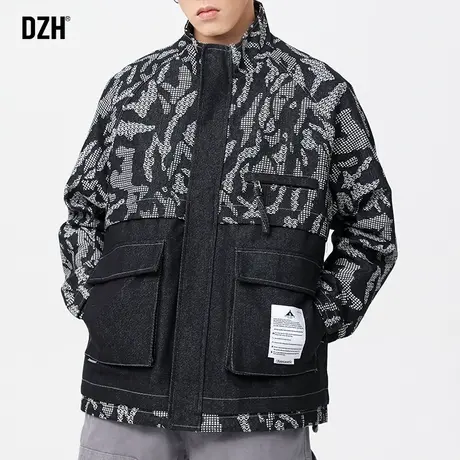 男士满印立领牛仔外套男春秋潮高级感休闲夹克2024新款牛仔衣潮牌商品大图