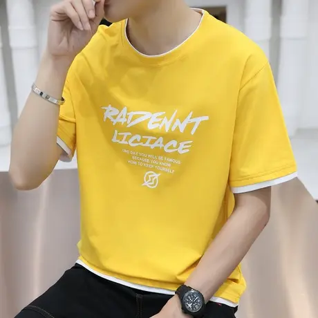 男士短袖t恤宽松2023夏季潮牌情侣学生薄款港风百搭休闲半袖上衣商品大图