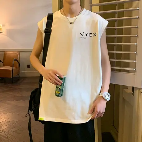 夏季运动背心男运动健身篮球无袖T恤潮流砍袖宽松休闲坎肩上衣服图片