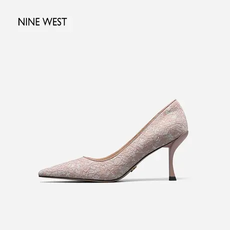 Nine West/玖熙高跟鞋女2023年秋季新款蕾丝细跟宴会礼服单鞋尖头商品大图